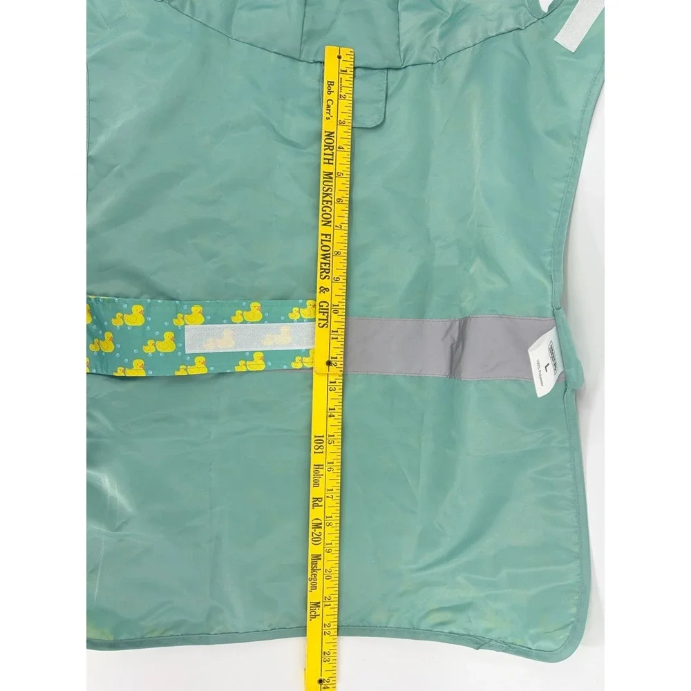 Heart to Tail Pet Rain Jacket Coat Size Large Hooded Reflective Rubber Ducks